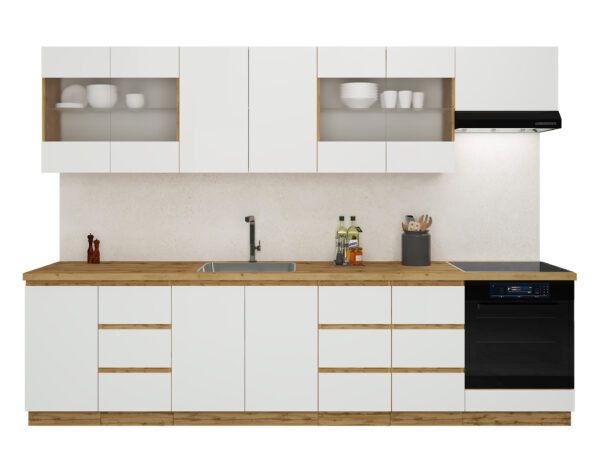 Готова модульна кухня Софт Білий/ Дуб вотан 300 см.