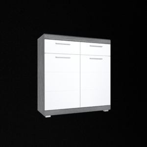 Комод 2Д2Ш Флорес сосна фігурна/білий глянець