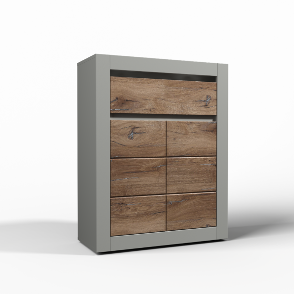 Комод 2Д1Ш Катанія шиншила сіра/дуб флагшток