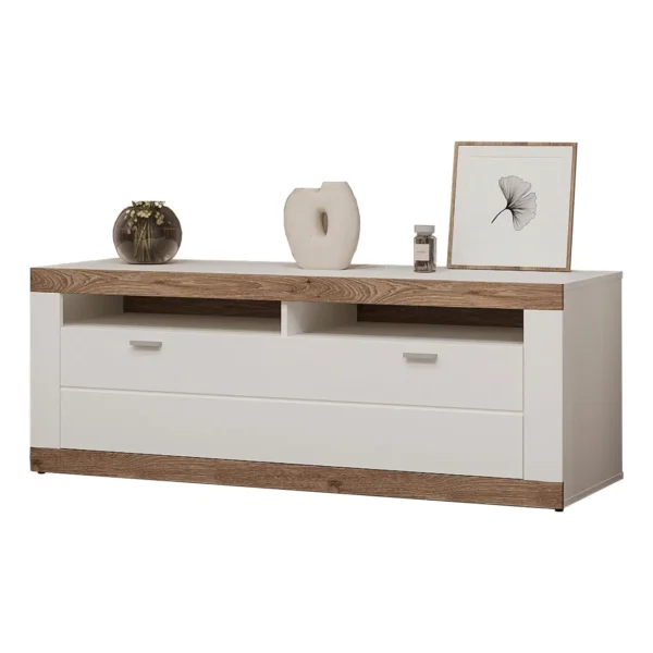 Тумба ТВ 1Д Санторіні білий/дуб вікінг