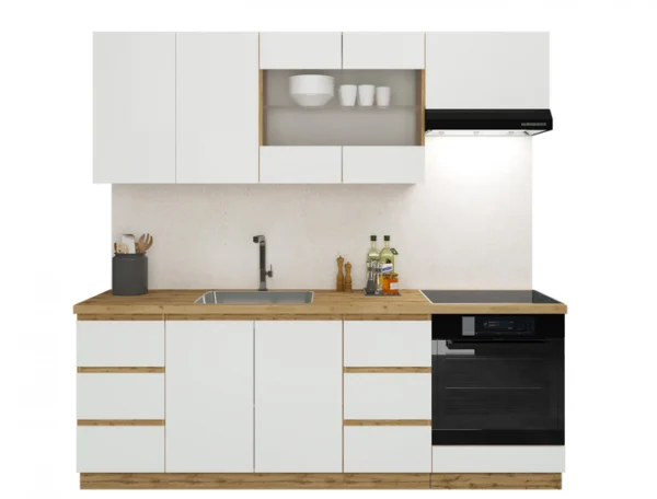 Готова модульна кухня Софт Білий/ Дуб вотан 220 см.