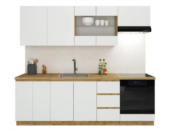 Готова модульна кухня Софт Білий/ Дуб вотан 240 см.